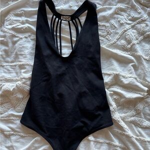 Free People Black Strappy Bodysuit